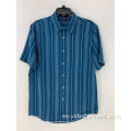 Camisa de rayas azules y blancas para hombre con botones